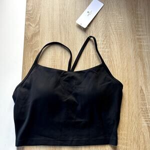 NWT CRZ YOGA Women's Y Back Built in Bra Cropped Tank Top Size 8/10 Black New